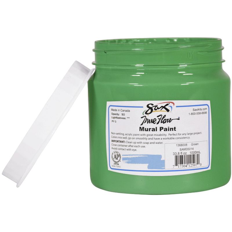 Sax True Flow Acrylic Mural Paint, 33.8 oz Plastic Container, Green
