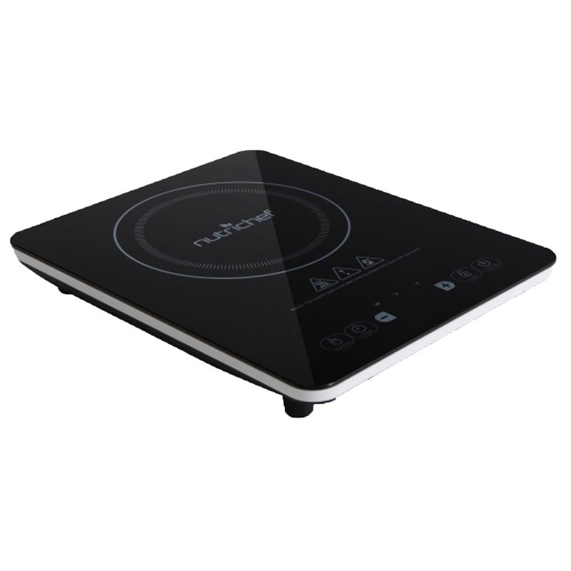 NutriChef 1500W Adjustable Temperature 5.9 Inch Digital Induction Cooktop Kitchen Countertop Stove Burner for Steel Pots and Pans, Black