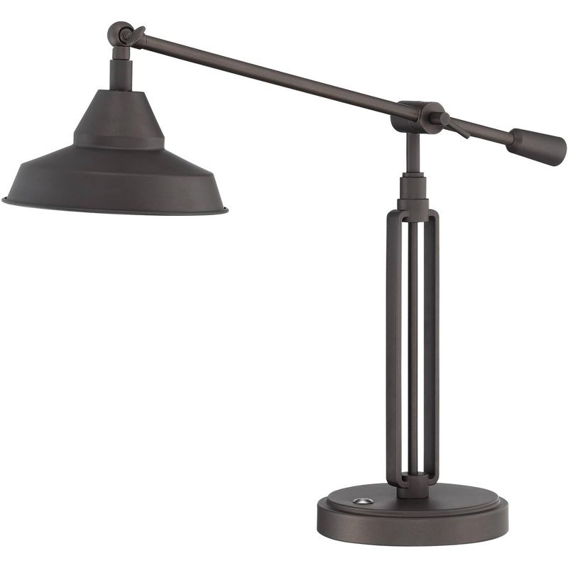23" Iron/Seeded Glass Axel Farmhouse Industrial Task Lamp (Includes LED Light Bulb) Black - JONATHAN Y