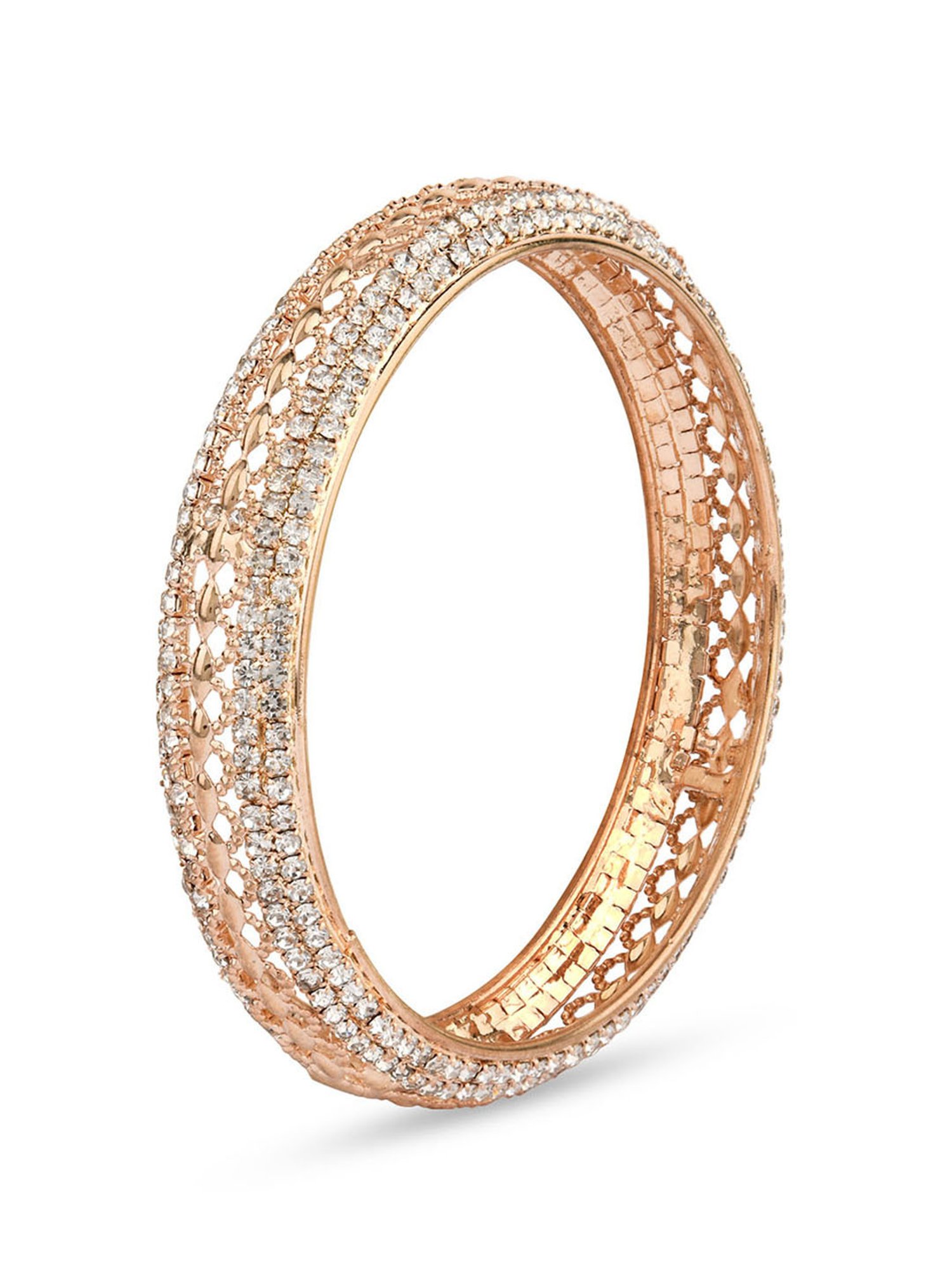 Fida Luxurious American Diamond Circular Cut-out Bangle Set for Women - Set of 2