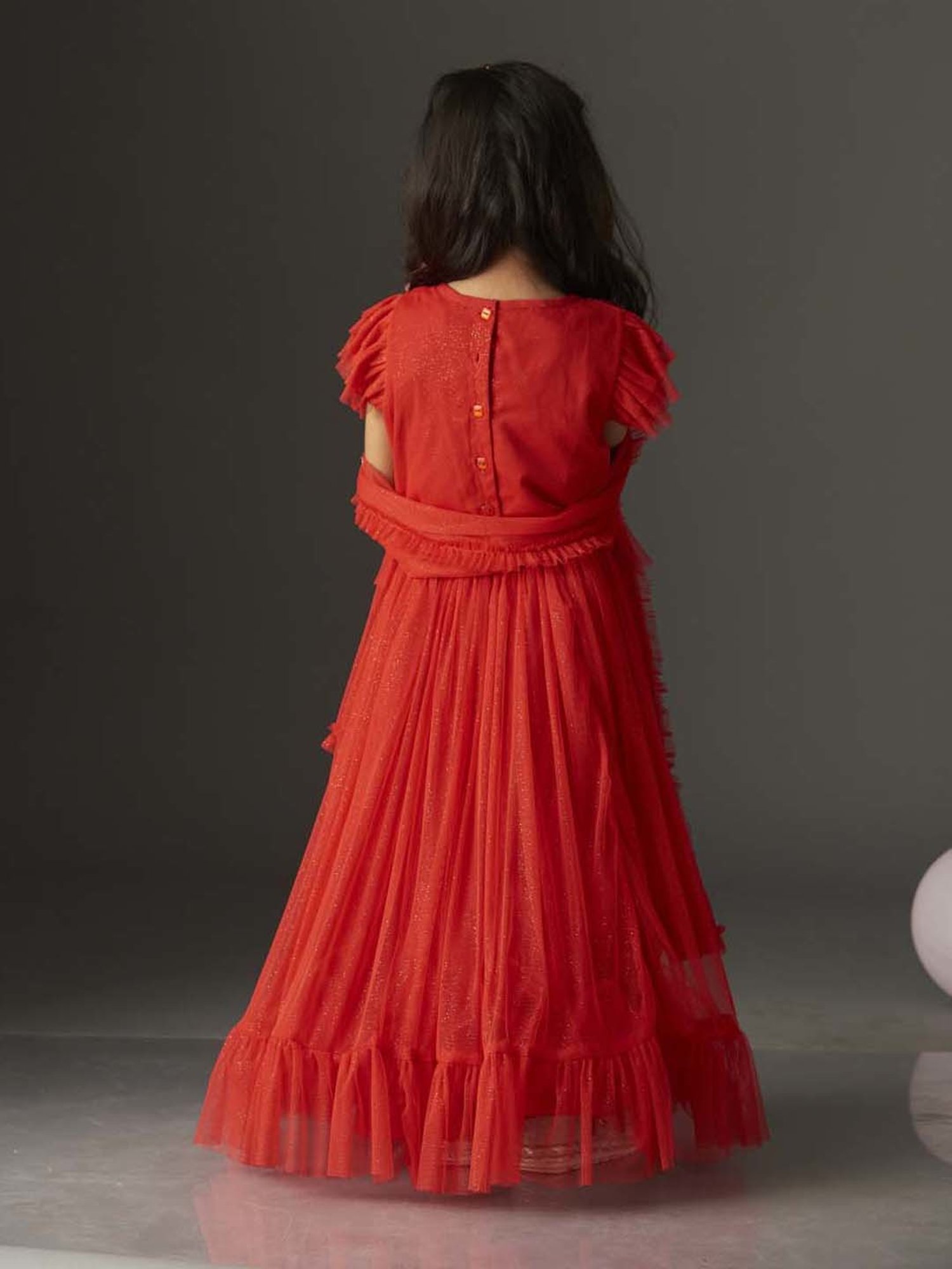 KidsDew Kids Red Embellished Lehenga Cholis