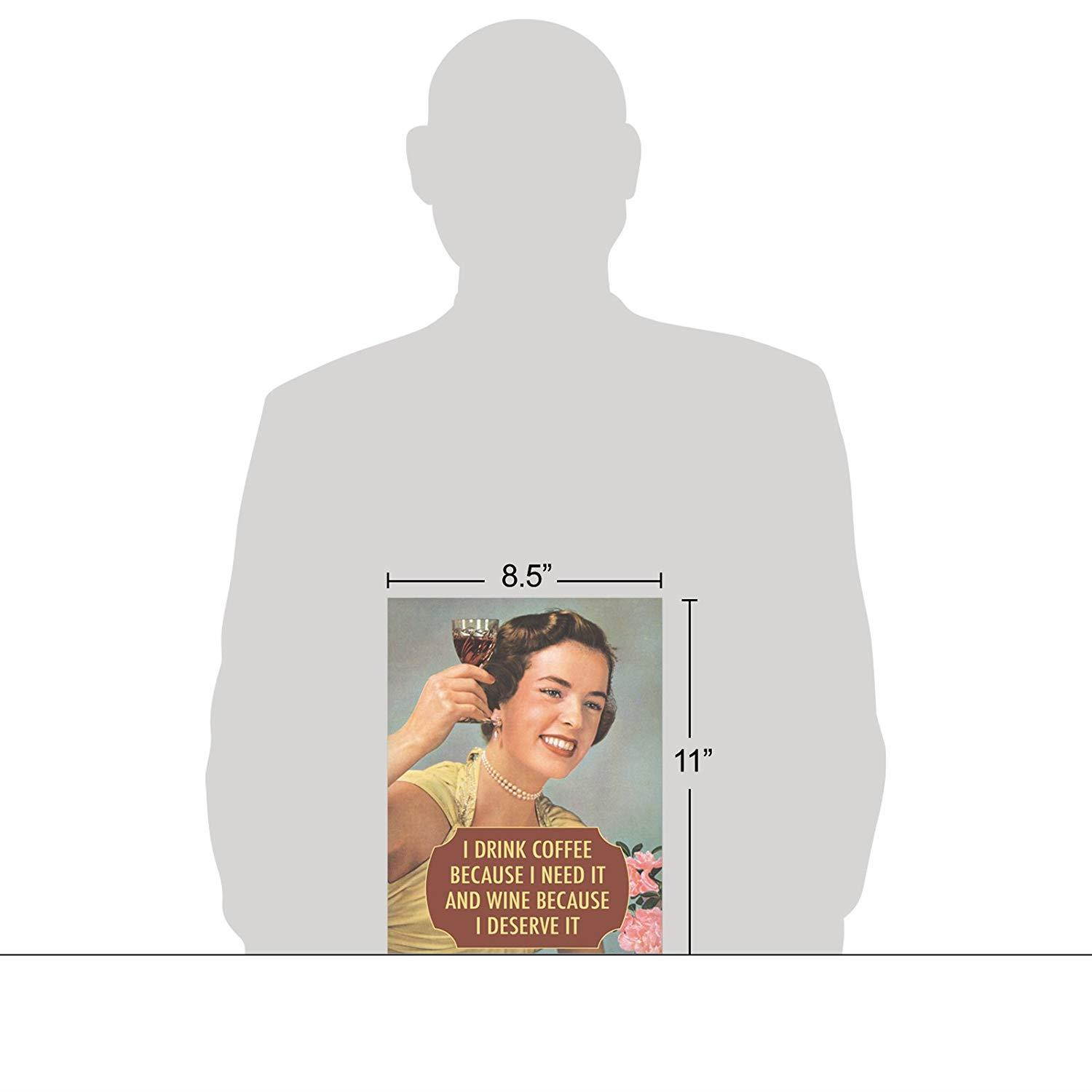 J4077BDG Jumbo Funny Birthday Card: Drink Coffee and Wine; With Envelope (Extra Large Size: 8.5" x 11")