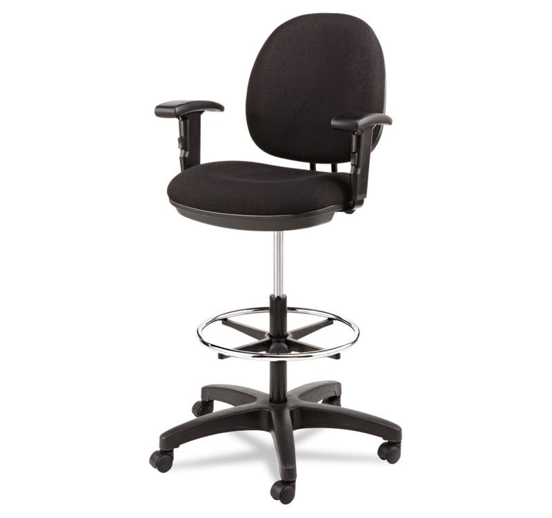Alera Interval Series Swivel Task Stool, 100% Acrylic, Black IN4611