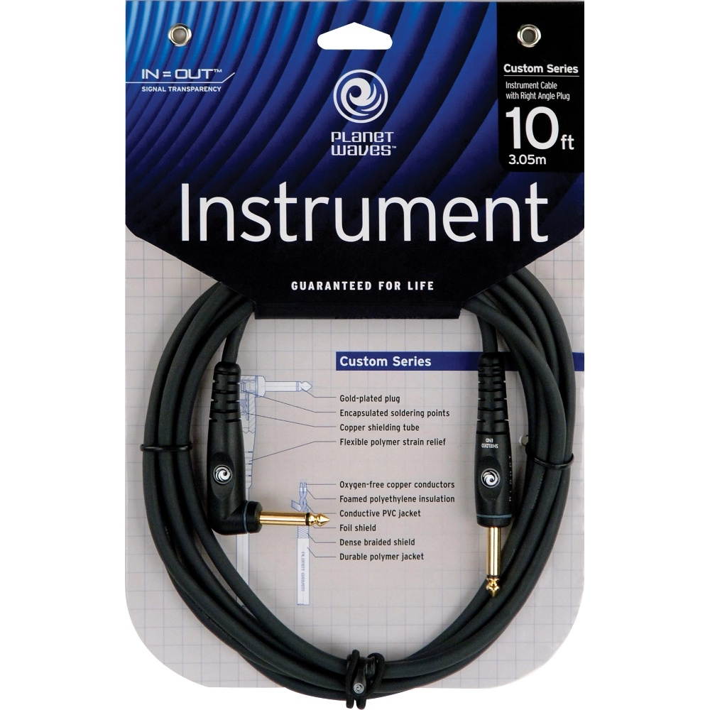 Planet Waves 20' Custom Series 1/4" Right Angle Instrument Cable