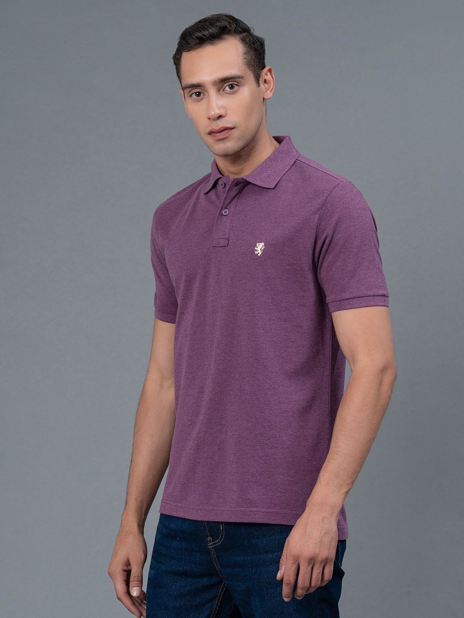Red Tape Mauve Melange Regular Fit Polo T-Shirt