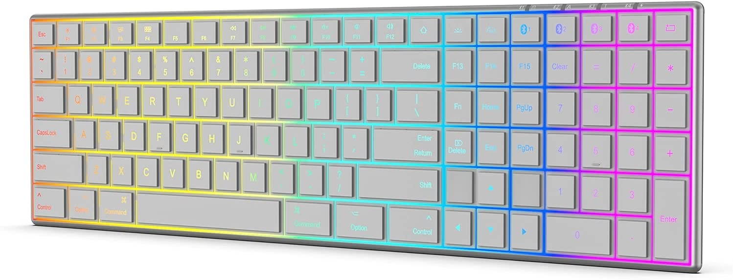 Multi-Device Backlit Bluetooth Keyboard for Mac,Jelly Comb Altra Slim 7 Color Illuminated Rechargeable Keyboard (Packaging May Vary)
