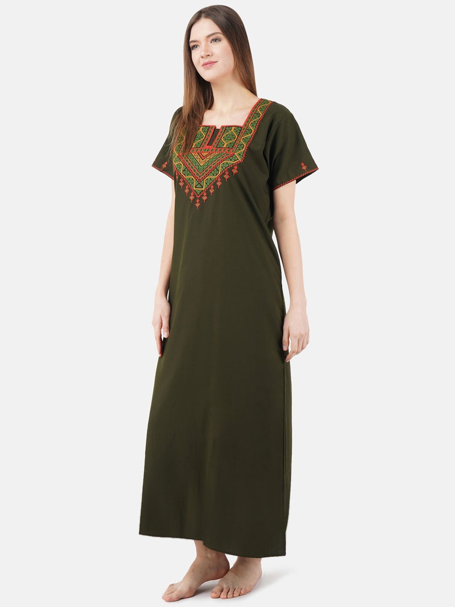 KOI SLEEPWEAR Olive Embroidered Nighty