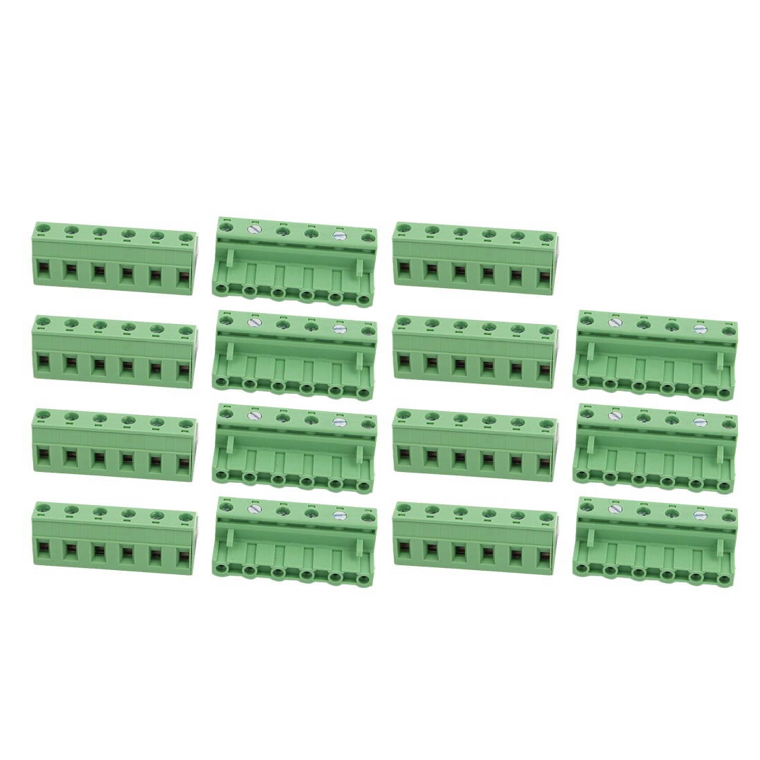 15Pcs AC 400V 20A 7.62mm Pitch 6P Terminal Block Wire Connection for PCB Mounting