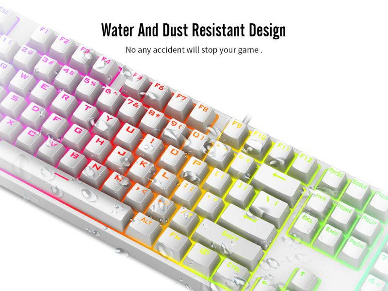 1STPLAYER RGB Gaming Mechanical USB Wired Keyboard DK5.0 Blue Switch Ergonomic 104 Keys NKRO Full Size Customizable Backlight LED Computer Laptop Keyboard for Windows PC Gamers (White)