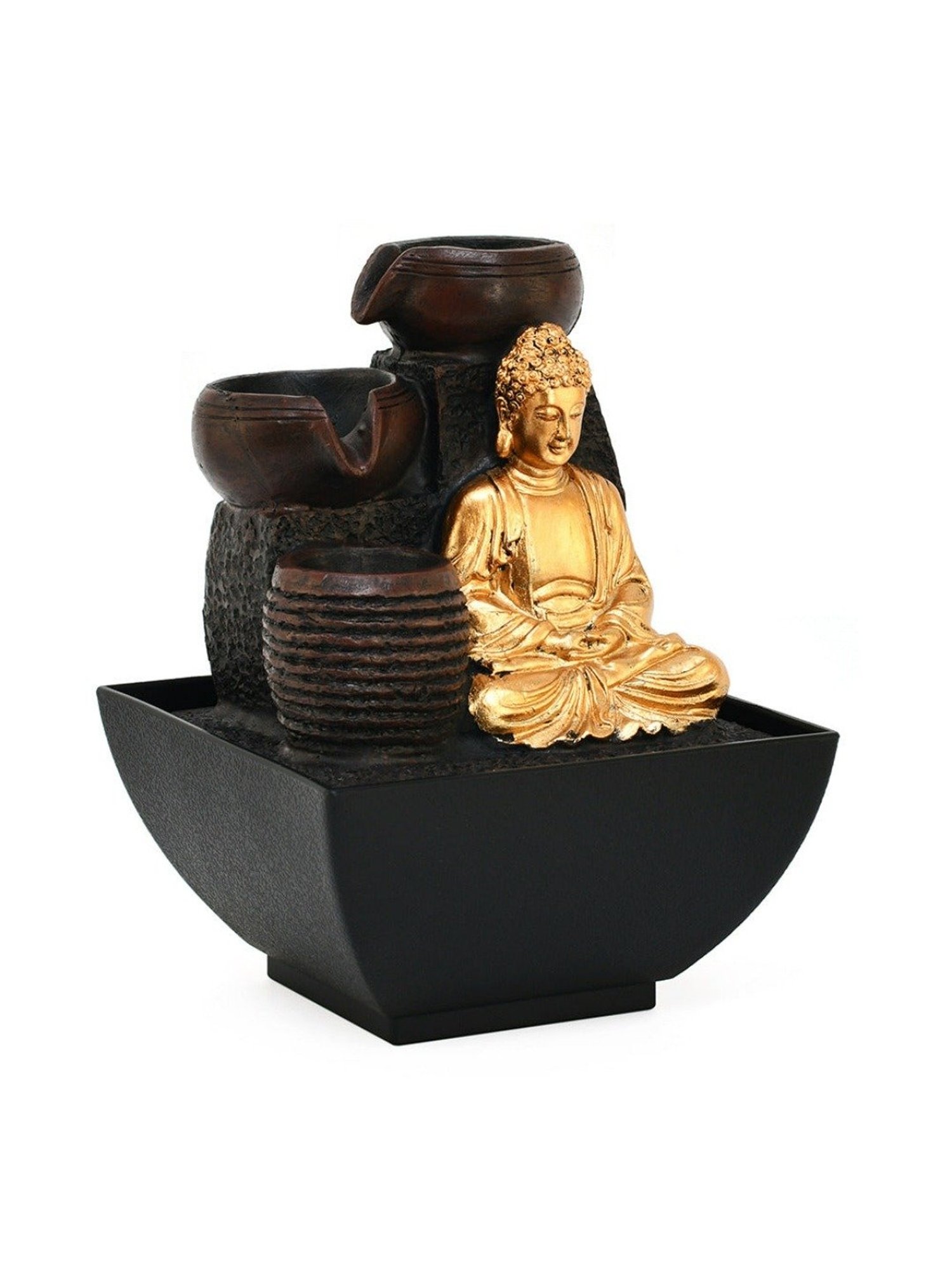 @home by Nilkamal Gold & Brown Resin Meditating Buddha Decorative Water Fountain