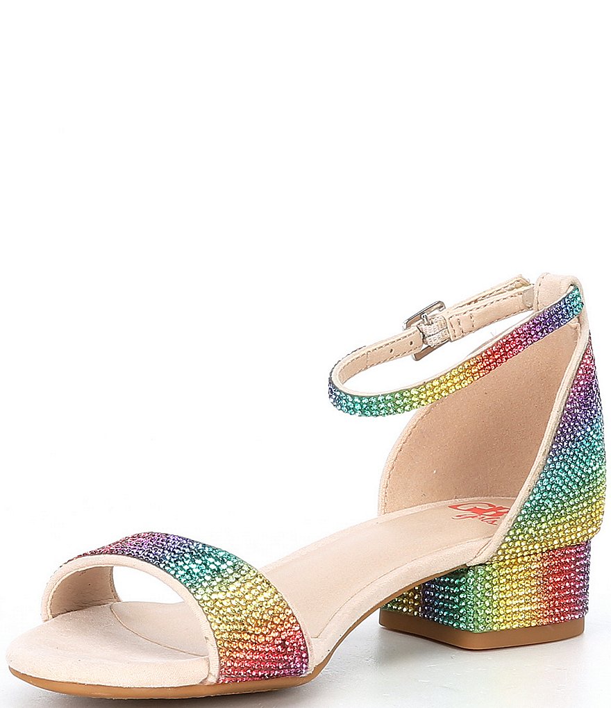 GB Girls' Amaze-Girl Jeweled Two Piece Rainbow Sandals (Youth)
