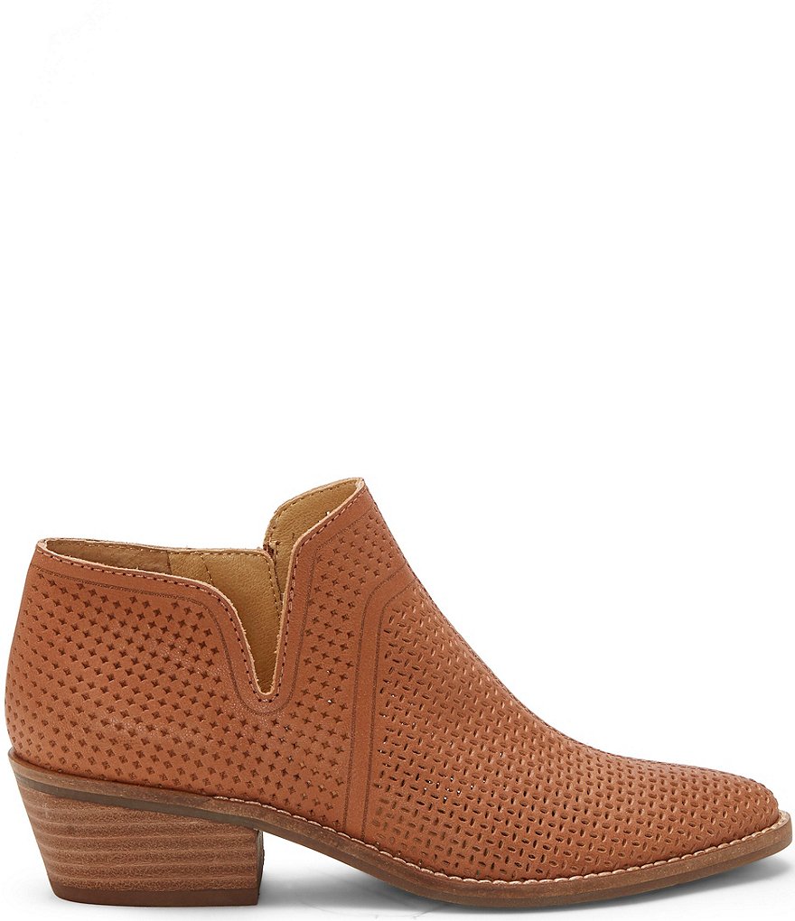 Lucky Brand Feyan Perforated Leather Block Heel Booties