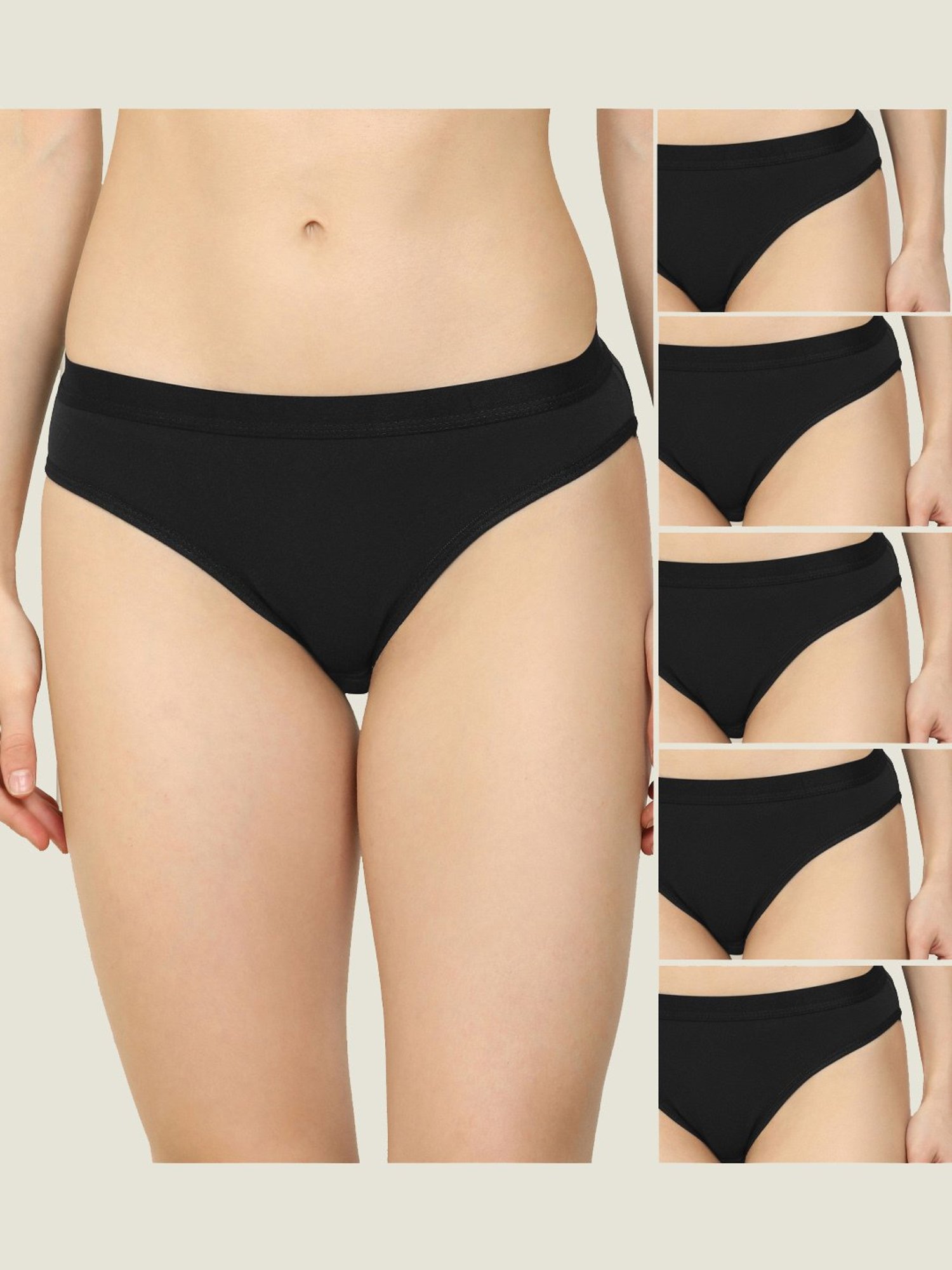 AROUSY Black Cotton Hipster Panties - Pack Of 6