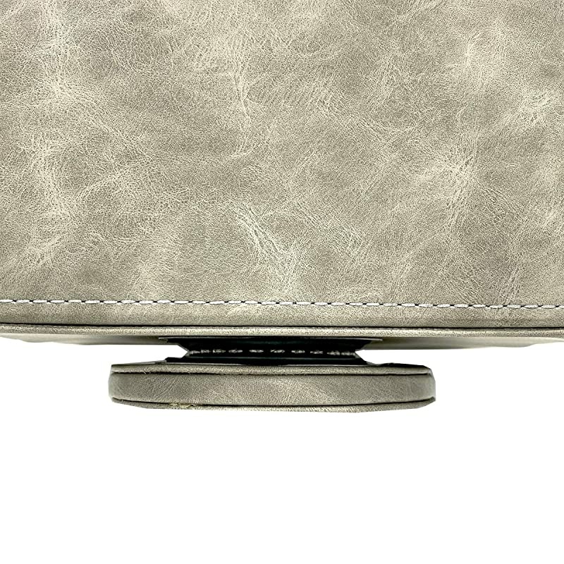 PU Leather 360 Degrees Rotatable Remote Control/Controller Organizer, Spinning TV Guide/Mail/Media Desktop Organizer Caddy Holder (Oiled Leather Grey)