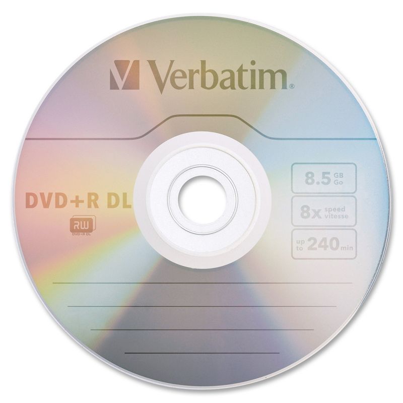 Verbatim DVD+R DL 8.5GB 8X with Branded Surface - 5pk Jewel Case Box