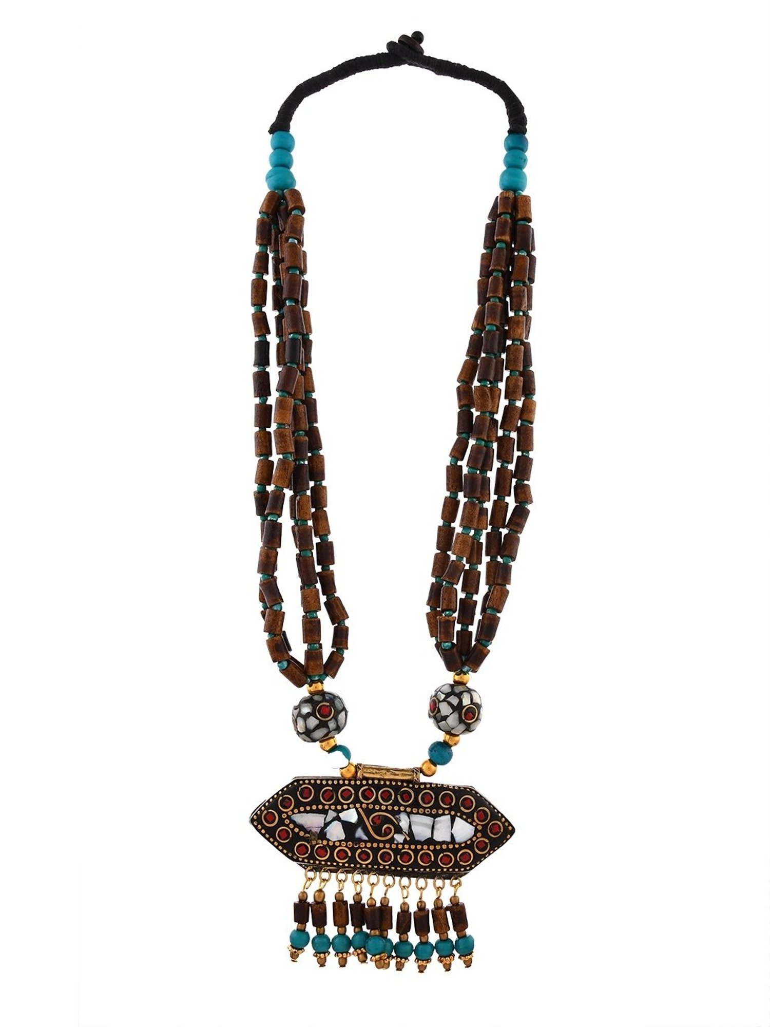 Imli Street Brown Long Beaded Dual Tone Necklace