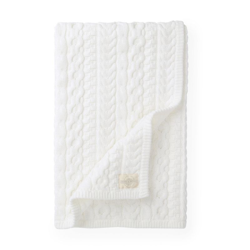 Hope & Henry Layette Cable Blanket - Ivory