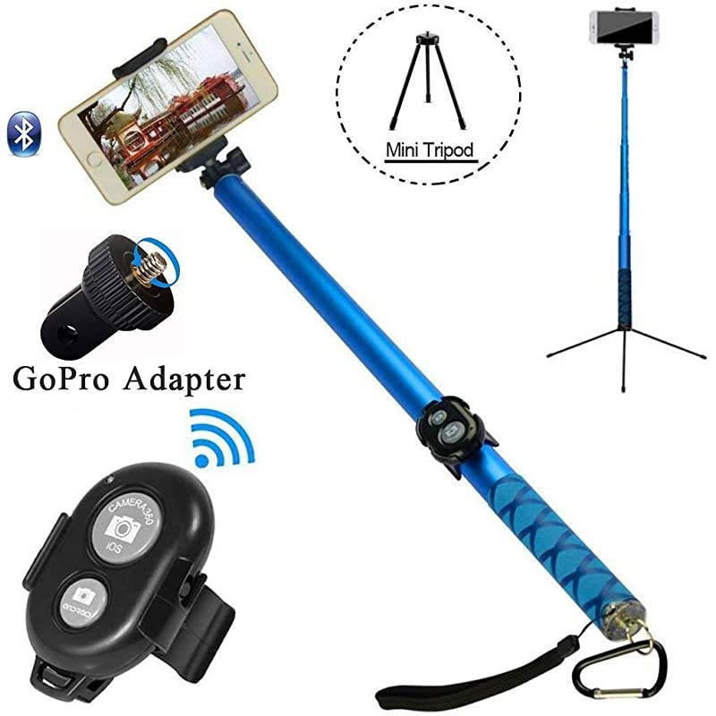 Long Selfie Stick, 118In Extendable Selfie Stick with Bluetooth Tripod Wireless Remote Shutter Holder for iPhone Android Samsung Cell Phone (6 sections size)