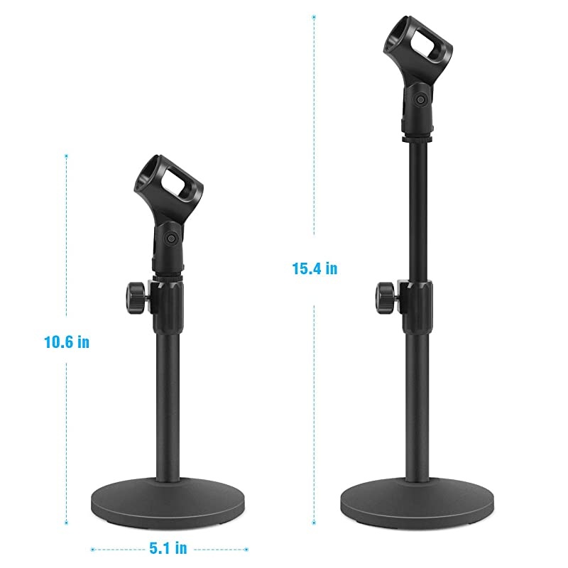 Desktop Microphone Stand Upgraded Adjustable Table Mic Stand with Mic Clip and 58 Male to 38 Female Screw for Blue Yeti Snowball Spark Other Microphone