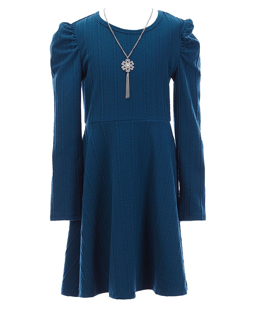 I.N. Girl Big Girls 7-16 Puff-Sleeve A-Line Sweater Dress