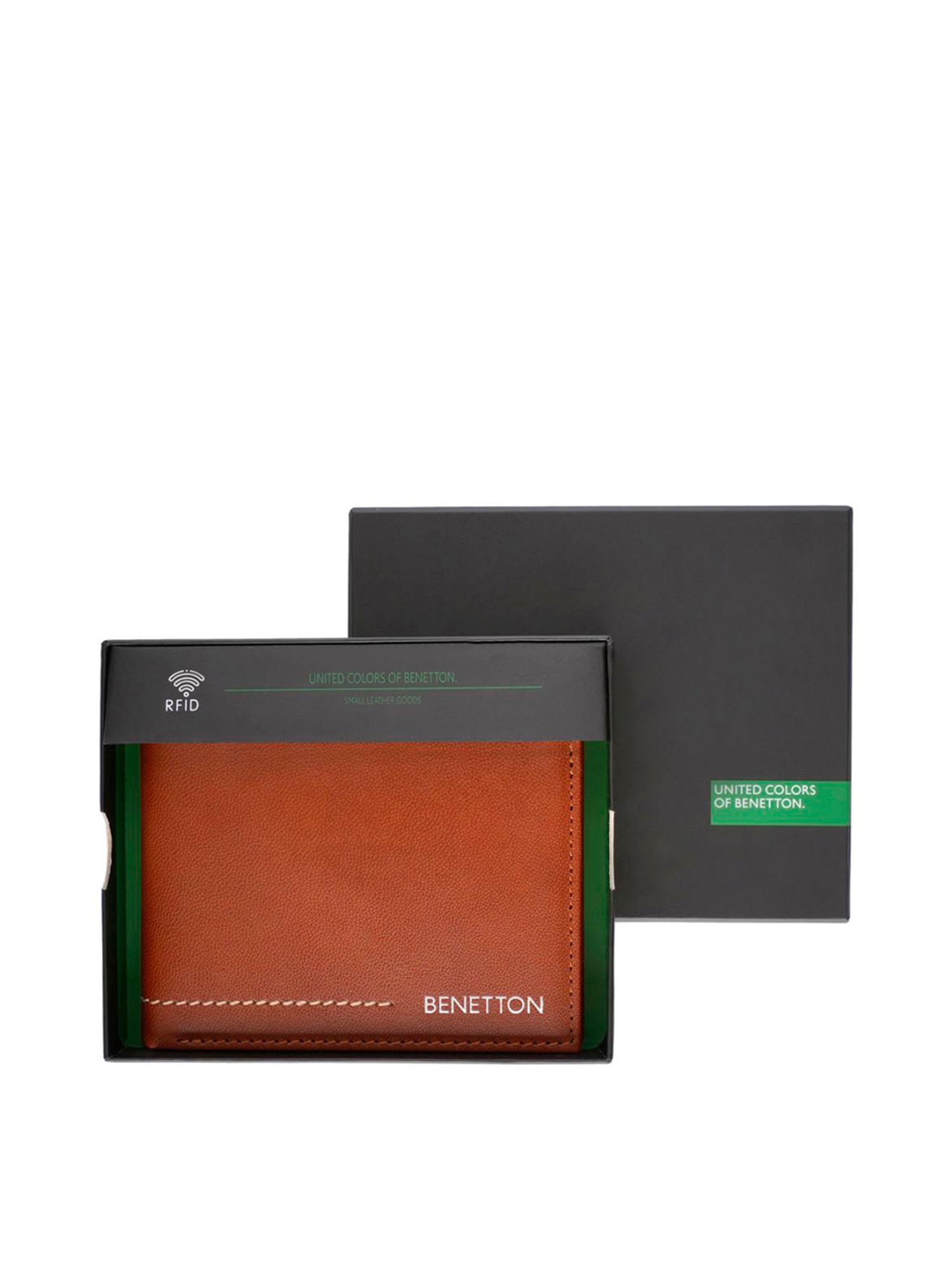 United Colors of Benetton Benito Tan Leather Solid Bi-Fold Wallet