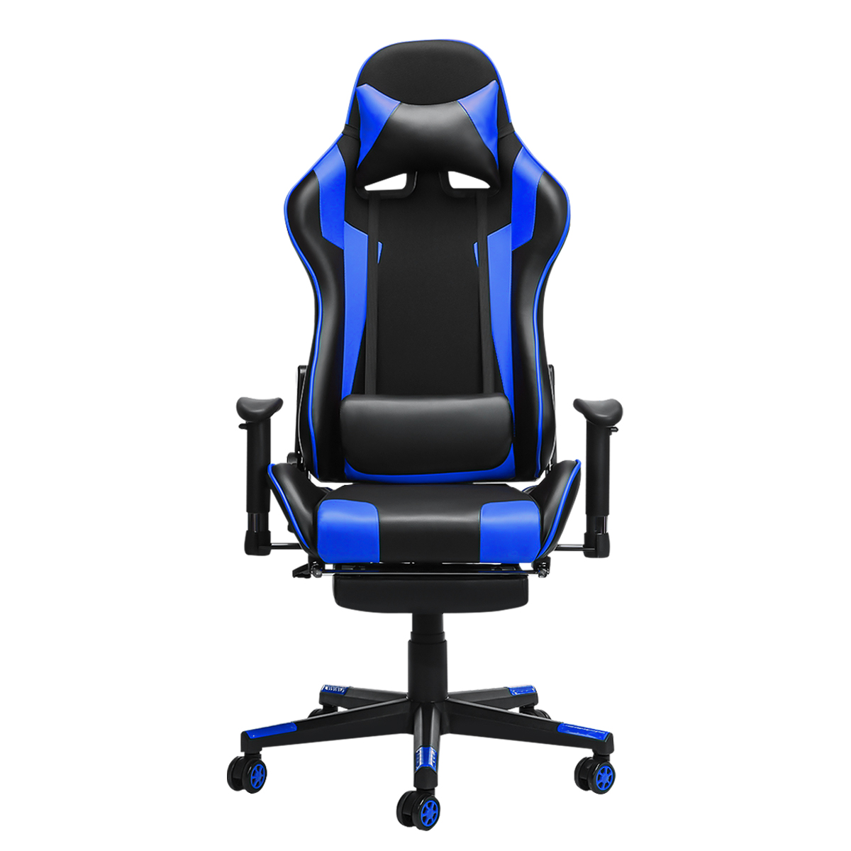 Executive Office Gaming Chair Racing Rocker Ergonomic 180&deg; Lying Recliner Footrest High Back with Neck&Waist Cushion
