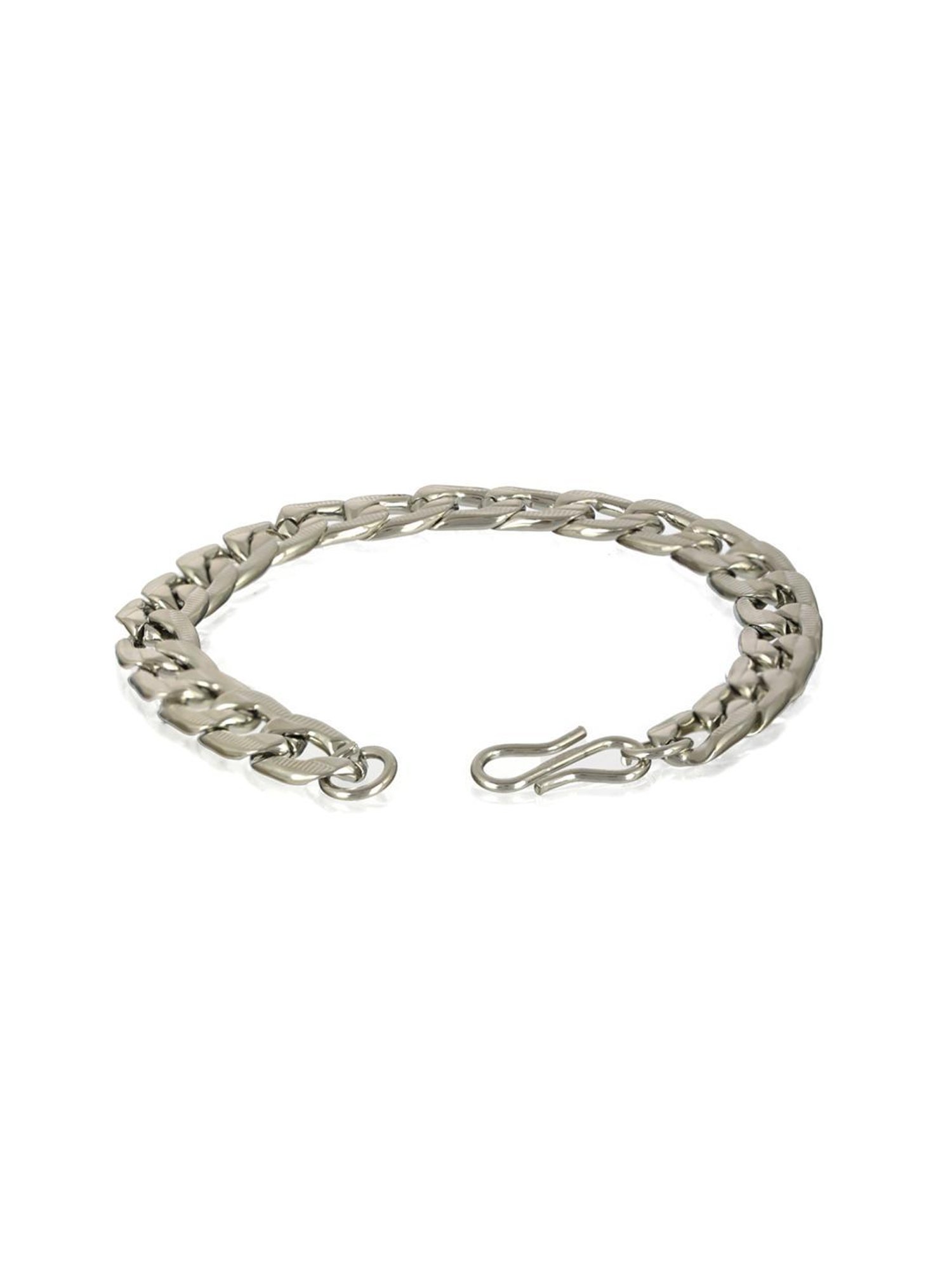 Bold by Priyaasi Textured Link Chain Silver-Plated Bracelet for Men