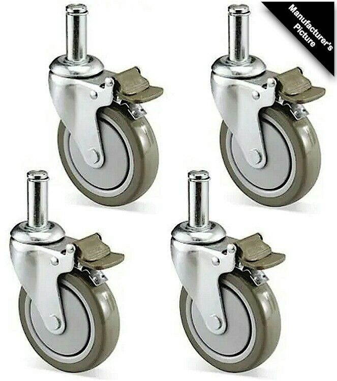 NEW ULINE H-1205WH 5" Polyurethane Casters for Wire Shelving - Set of 4, Chrome