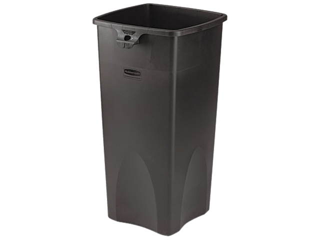 Rubbermaid Commercial 356988BK Untouchable Waste Container, Square, Plastic, 23 gal, Black