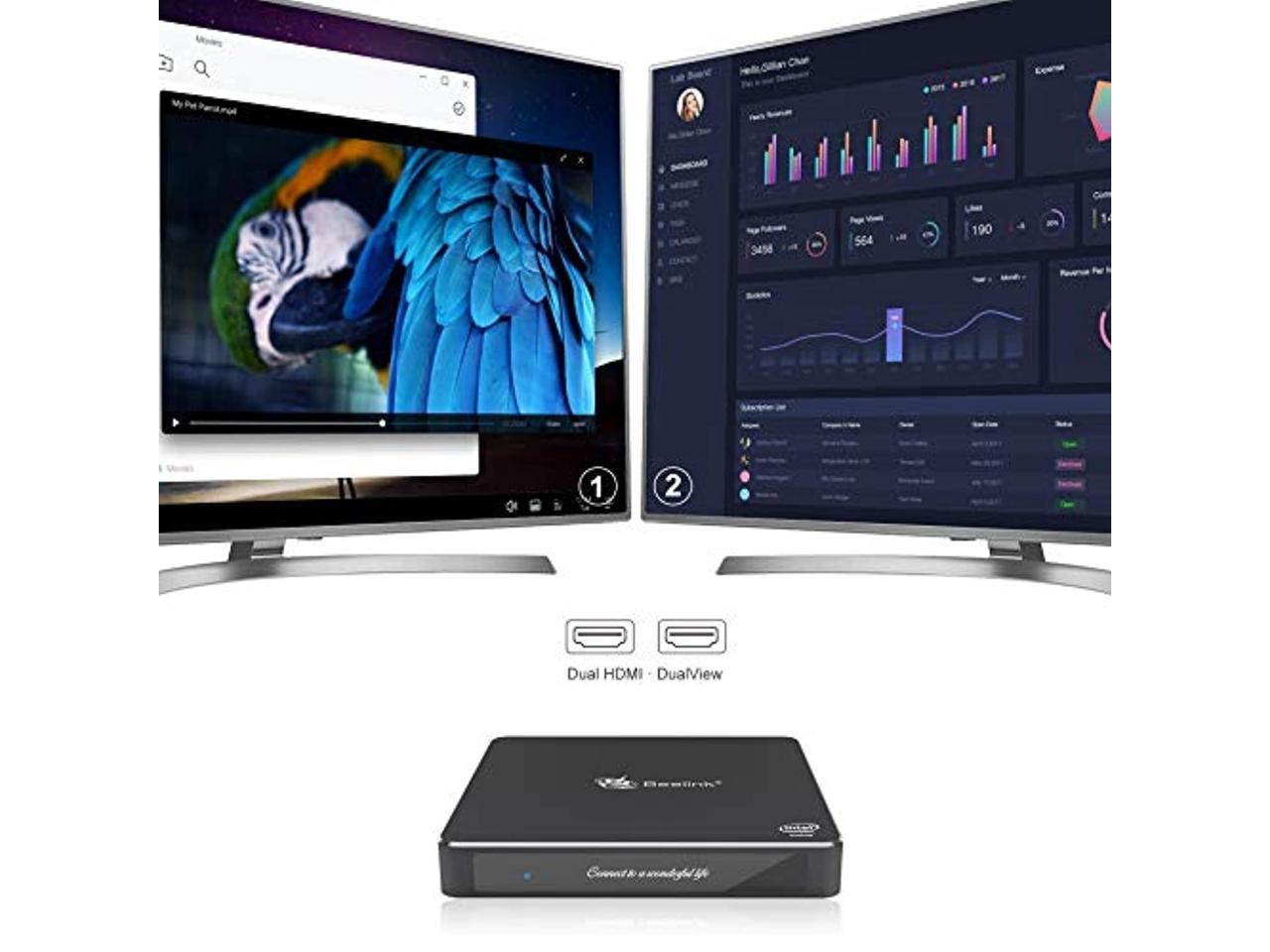 Mini PC T34 Intel Celeron N3450(up to 2.2GHz) Desktop Computer,Windows 10 Pro,8G LPDDR4/128G SSD Ultra-Thin Mini Computer,4K HD,2.4G/5G Dual WiFi,BT4.0,Dual HDMI Ports, Gigabit Ethernet