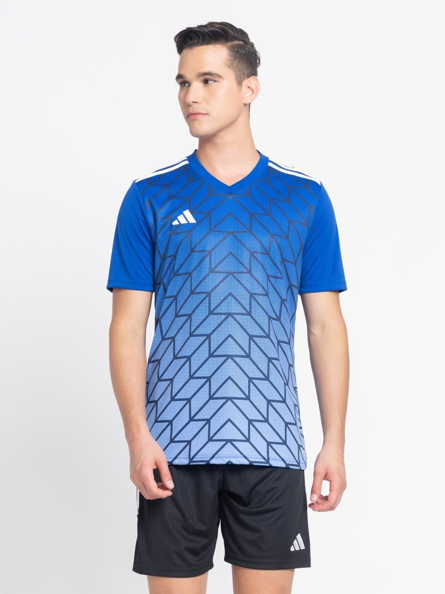 Adidas Bright Blue Slim Fit Printed Jersey