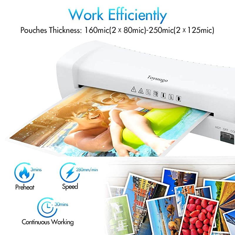 Laminator Machine Portable A4 Thermal Laminating Machine with Hot and Cold Settings AntiJAM ABS Button Fast Warmup and No Bubbles for Home Office School Including 15 Pouches
