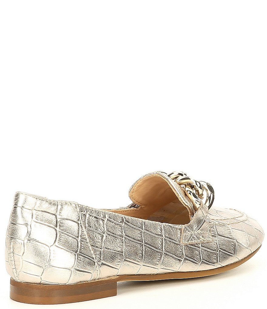 Donald Pliner Balton Croc Embossed Metallic Leather Loafers
