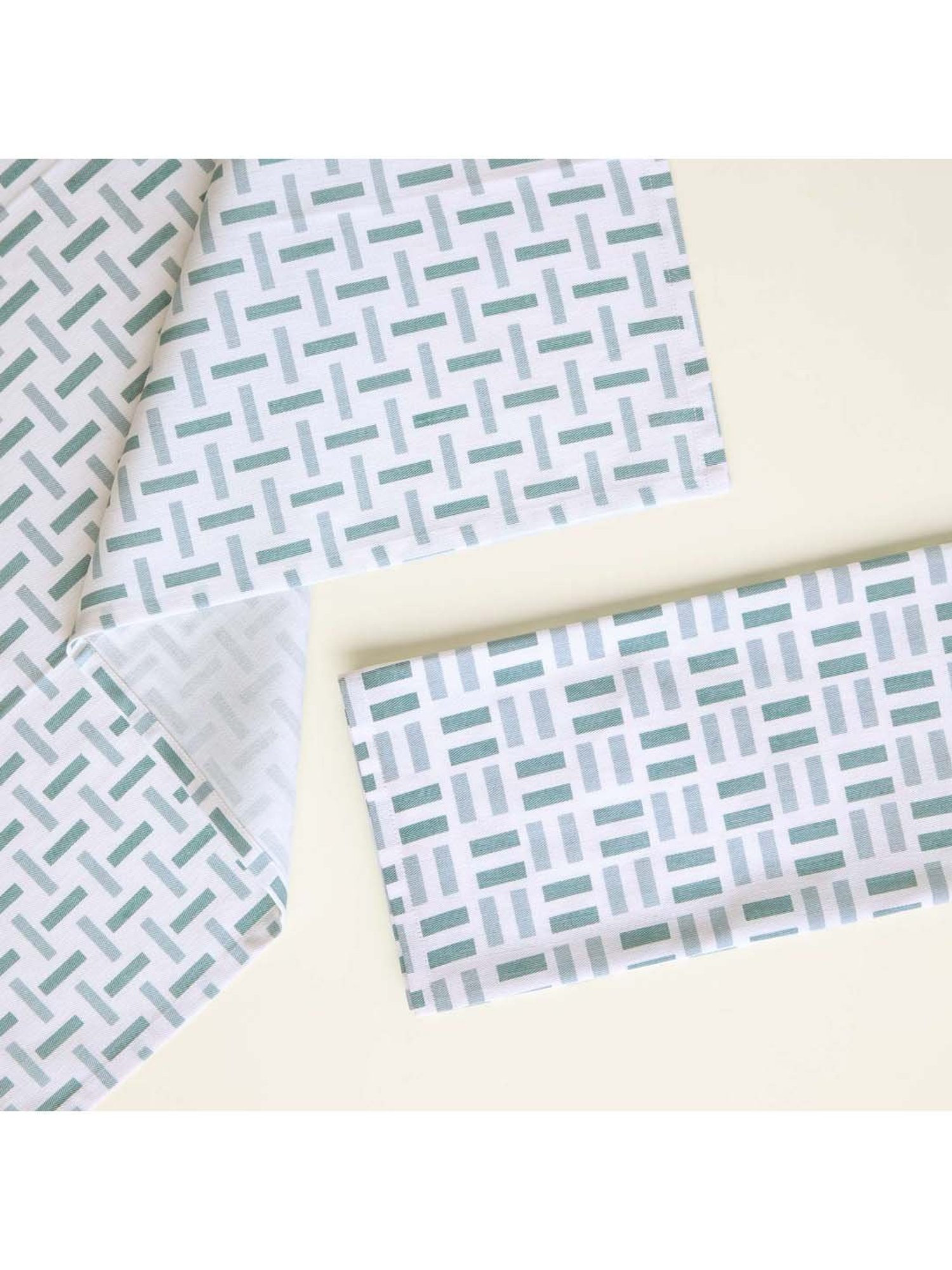 ellementry White & Blue Maze 100 % Cotton Dish Towel - Set of 2