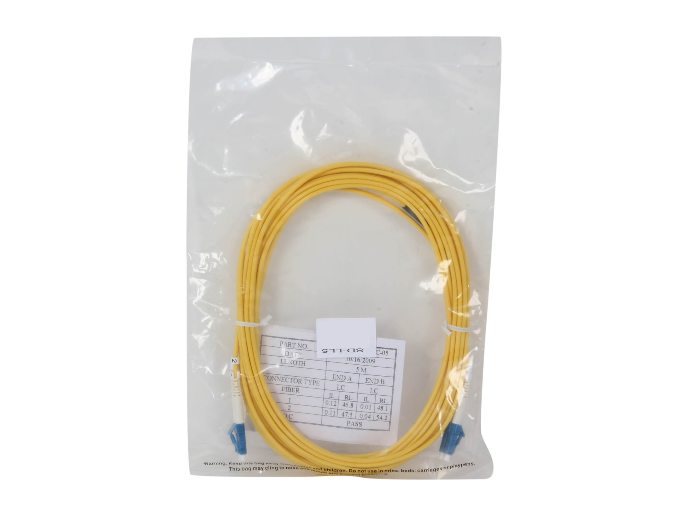 BYTECC SD-LL5 5m SD-LL LC to LC Duplex (2 Strand) Cable, Single Mode 9/125 Standard Zipcore