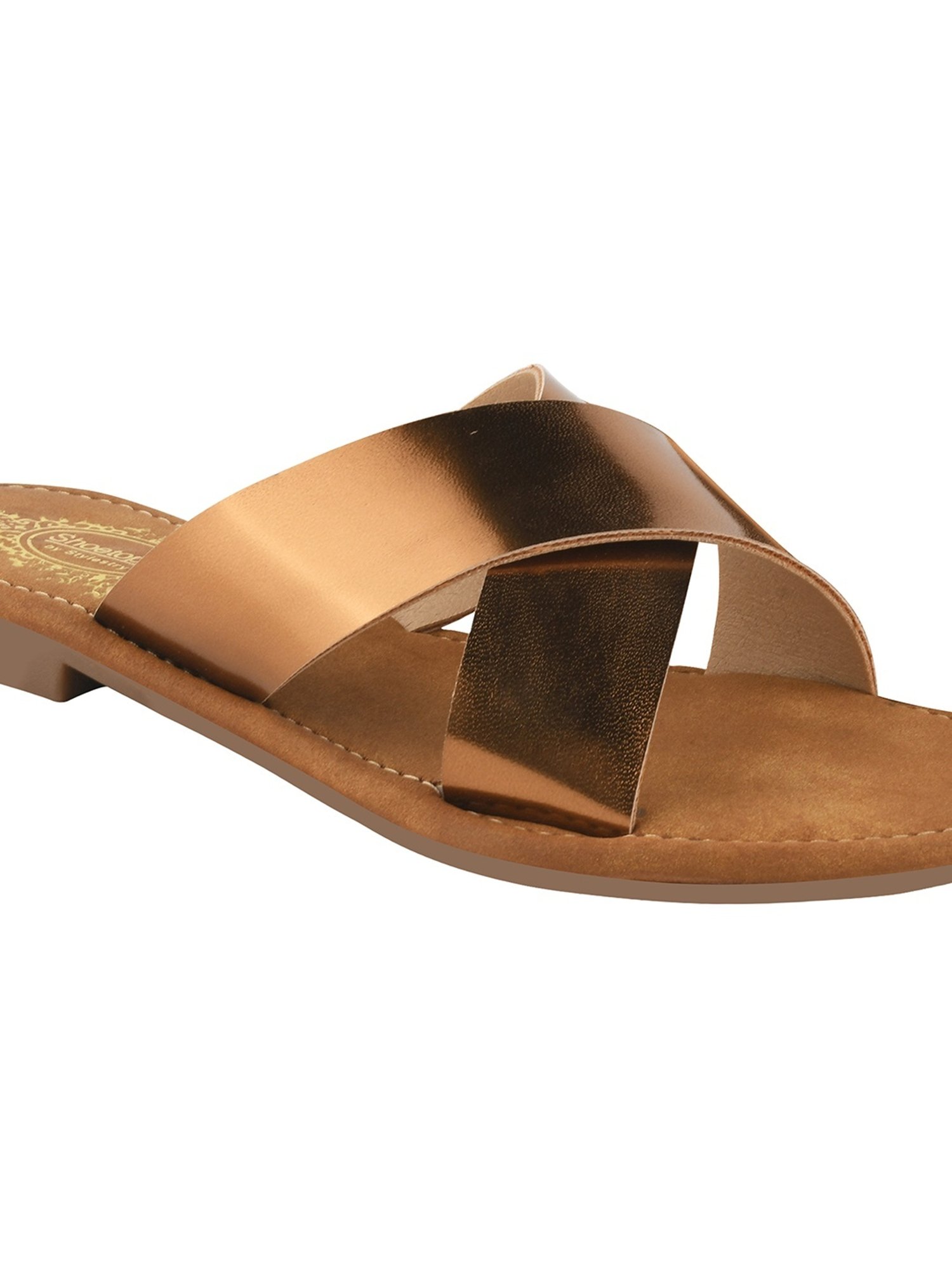 Shoetopia Women's Copper Cross Strap Sandals
