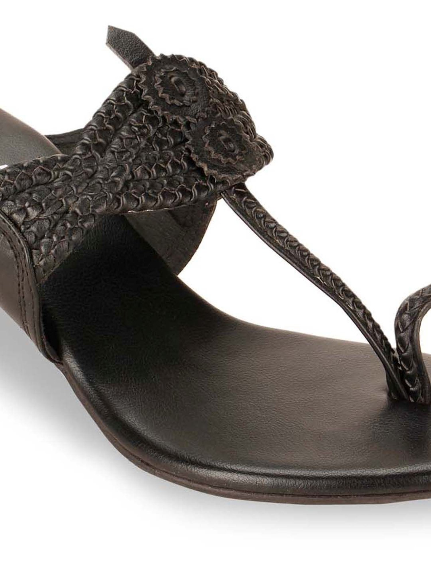 Rocia by Regal Women's Ink Black Toe Ring Sandals