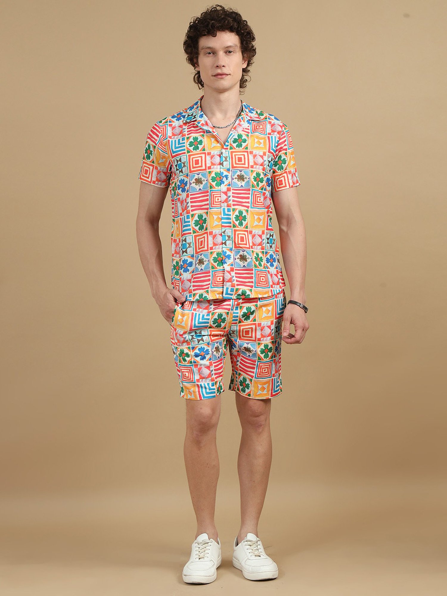 Bushirt Multicolor Regular Fit Printed Shirt & Shorts Set