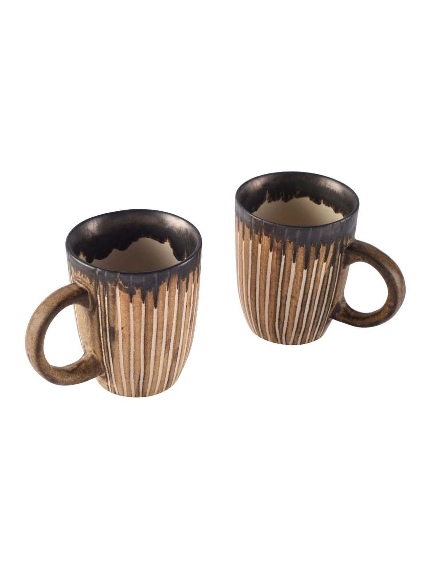 Unravel India Brown Ceramic Coffee Mug - Set of 2