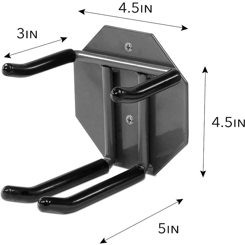 RaxGo Ski Wall Mounted Rack, Holds 2 Pairs of Skis & Skiing Poles or Snowboard, for Home and Garage Storage, Wall Mounted, Heavy Duty, Rubber-Coated Hook, Set of 2 Hooks