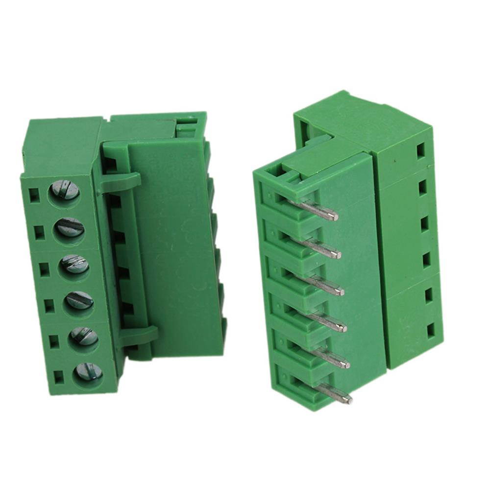 10pcs 5.08mm Right Angle Straight 6 pin Screw Terminal Block Connector Pluggable
