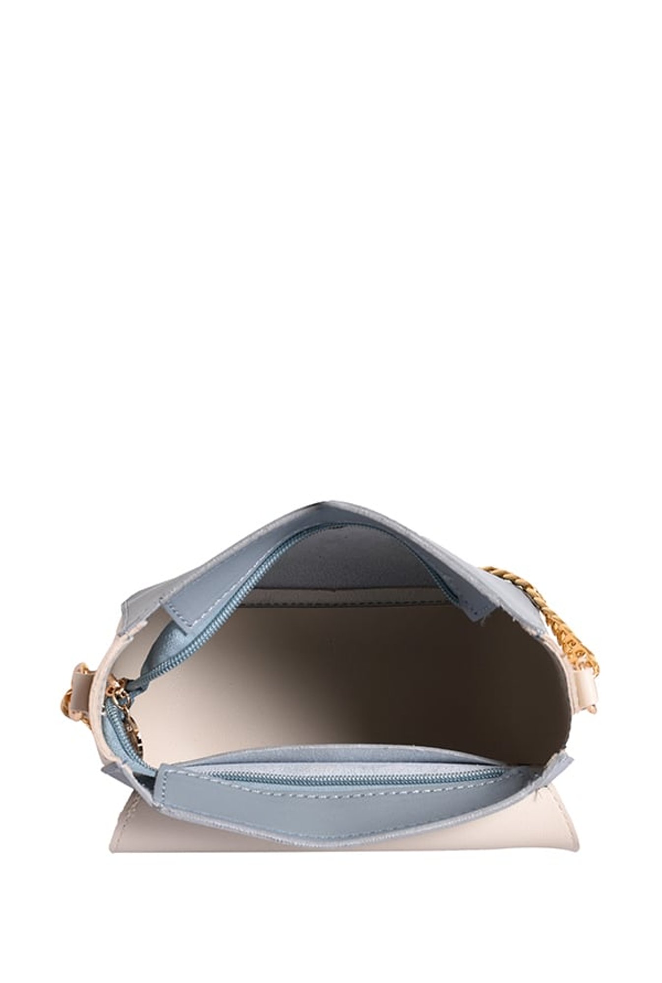 Lino Perros Blue & White Color Block Flap Sling Bag