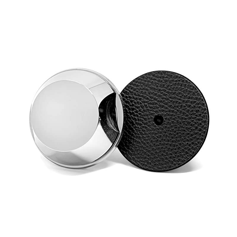 SpaceBen Record Weight Stabilizer with Protective Leather Pad - 8-Ounce Vinyl Turntable Weight - Durable & Stylish LP Stabilizer - Fits Any Turntable - Chrome