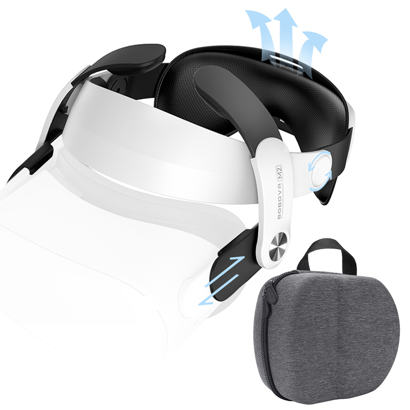 Adjustable Halo Strap For Oculus Quest2 Virtual Reality Helmet Head Strap Breathable Leather with EVA Travel Storage Bag