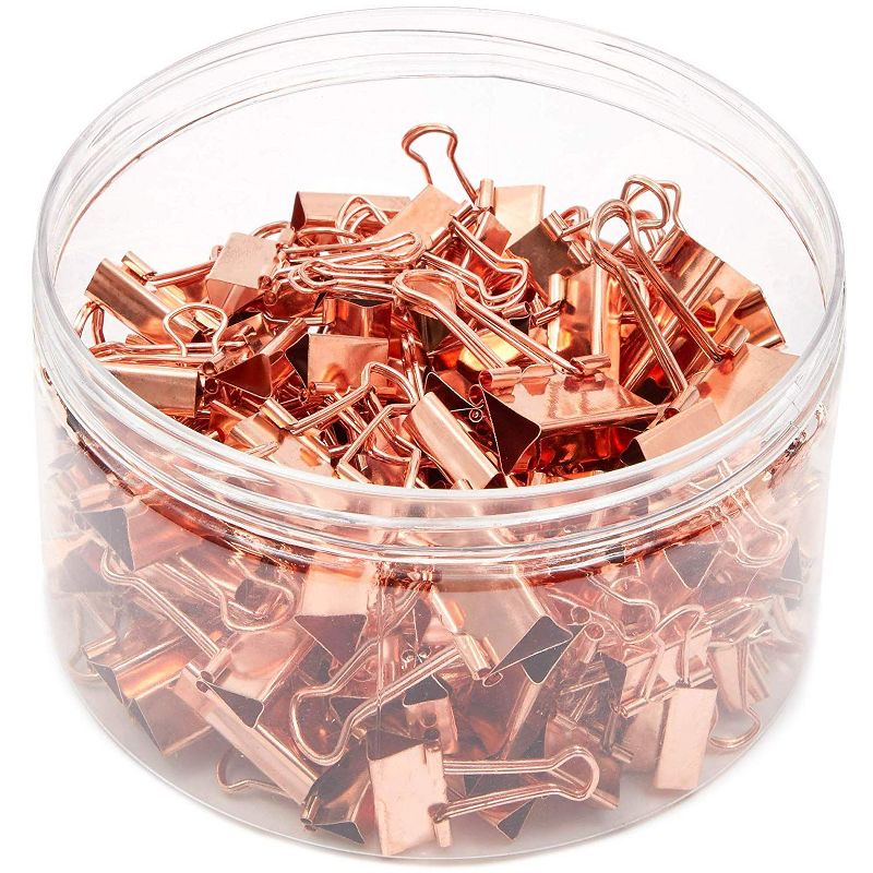 Bright Creations 150 Pack 3 Sizes Rose Gold Binder Clips Paper Clips Clamps File Clips Assorted Size for Office School Supplies