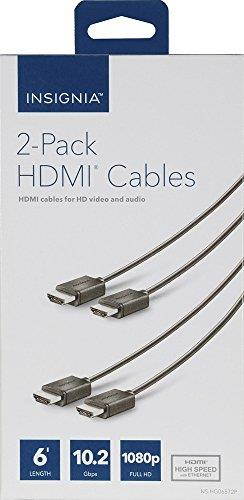Insignia - 6' 4K UltraHD HDMI Cable (2-pack) - Black NS-HG06572P