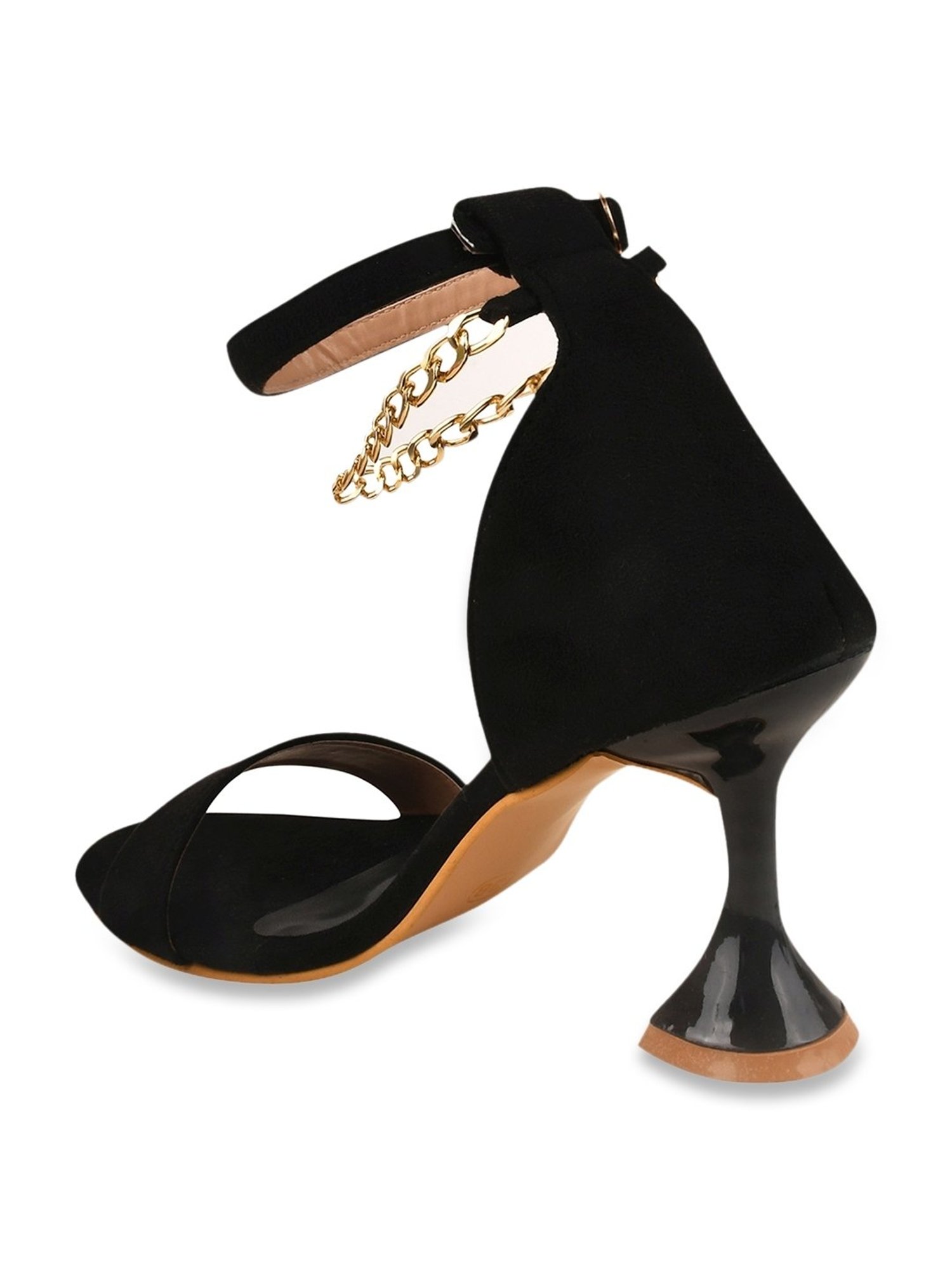 The White Pole Women's Black Ankle Strap Sandals
