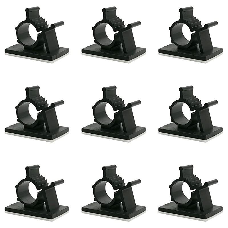 Adhesive Cable Clips Adjustable Wire Clamps Cable Tie Holders for Desk Wall Computer Electrical Cord (Black,3 Sizes,60 Pcs)