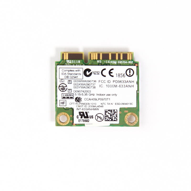 Wireless Centrino Ultimate-N 6300 Wi-Fi Card Dual-band 2.4/5GHz 802.11a/b/g/n 450Mbps 3X3 MIMO 450Mbps 633ANHMW