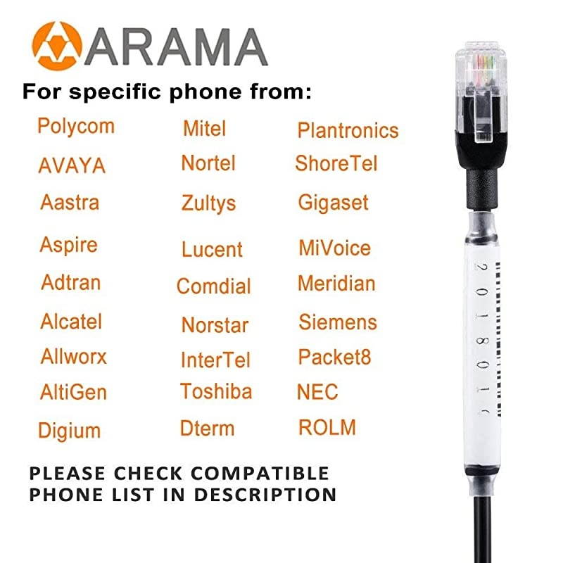 Phone Headset RJ9 with Noise Cancelling Mic Compatible with Polycom VVX311 VVX410 VVX411 VVX500 Mitel 5320e Avaya 1408 1416 5410 ShoreTel 230 420 480 NEC Landline Phones